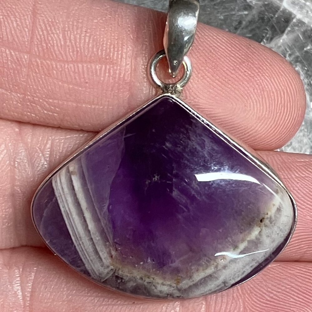 Chevron Amethyst Pendant Stone Crystal Jewelry